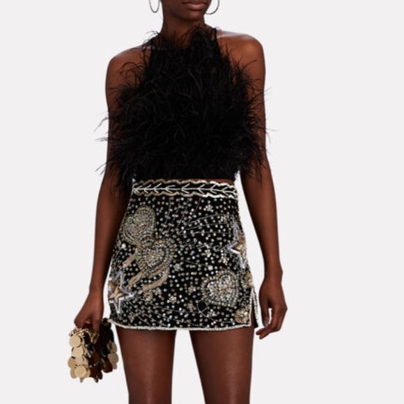 LoveShackFancy x Free People Lani Star Heart Embellished 6 / Sm Black MidRise - Picture 5 of 17